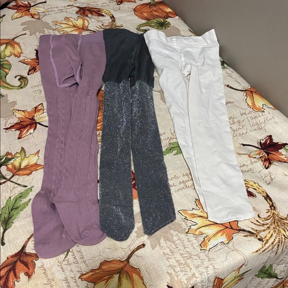 Kids' Tights Set - Purple, Black, and White